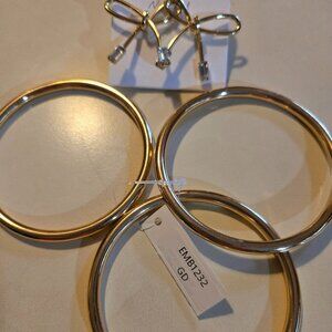 3 gold bangle bracelets & bow earrings with crystal tip, NWT